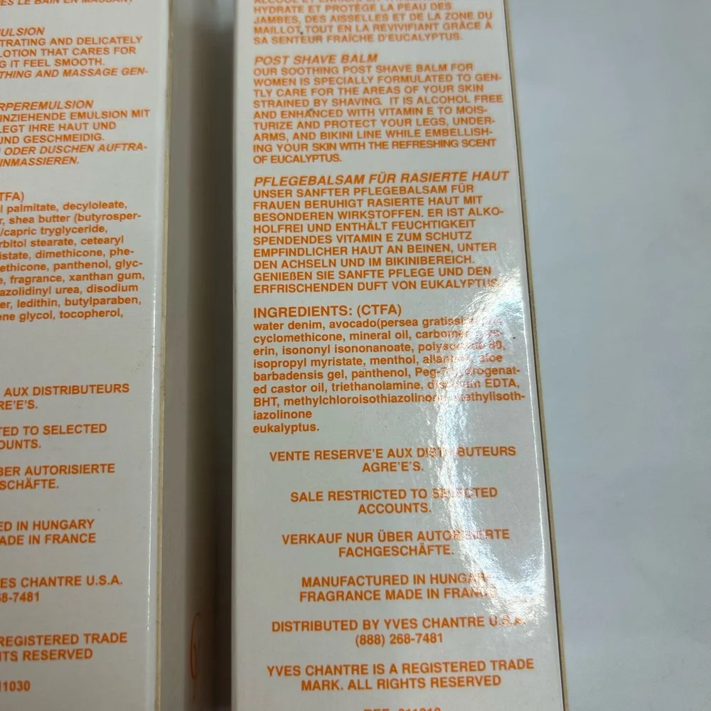 Yves Chantre Paris Shea Body Emulsion Post Shave Balm Beauty Bath & Shower Gel
